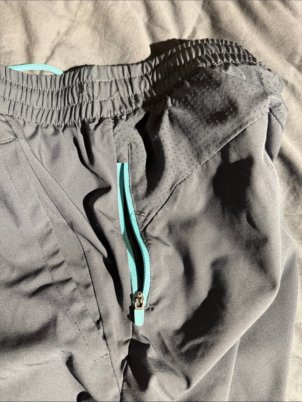 Russell Athletic Charcoal Athletic Shorts with Teal Accent - Picture 4 of 5